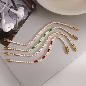 Pulsera de tenis chapada en oro de 18 quilates con circonitas en engaste de canal rectangular, joyería de moda para mujer, regalo - Product Image 3