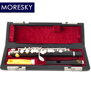 MORESKY Ebony/Grenadilla <b>Piccolo</b> C Key Cupronickel Half-size <b>Flute</b> Silver Plated Body Material Ebony MPC-163 - Product Image 1