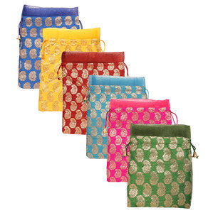 Petite pochette cadeau à cordon, magnifique emballage pour bonbons, sac à poussière de luxe en tissu pour bijoux - Product Image 5