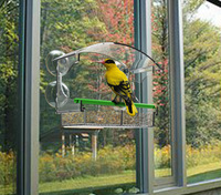Comedero para Pájaros de Plástico Transparente Grande para Exteriores con Diseño de Ventana y Fuerte Ventosa para Loros
