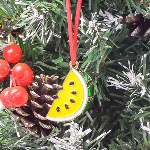 <span class=keywords><strong>D</strong></span>écorations de Noël créatives en alliage de zinc en forme de petites tranches de pastèque, pendentifs, <span class=keywords><strong>d</strong></span>écorations de vitrine, cadeau - Product Image 4