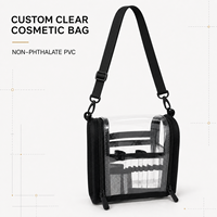 Sac cosmétique transparent personnalisé, organiseur professionnel en PVC pour maquilleurs, Cosmetiquera avec bandoulière amovible