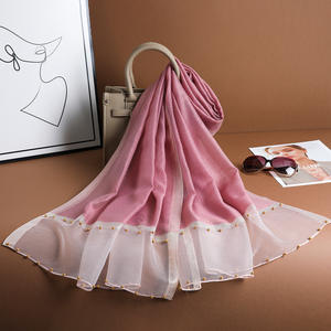 2025女式夏季新款轻质真丝欧根纱披肩围巾奢华素色真丝混纺串珠钉珠春季 - Product Image 4