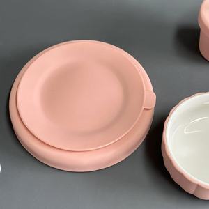 <span class=keywords><strong>Assiette</strong></span> en céramique micro-ondes avec couvercle en silicone lavable au lave-vaisselle personnaliser les couleurs <span class=keywords><strong>assiette</strong></span> bébé enfant en bas âge - Product Image 4