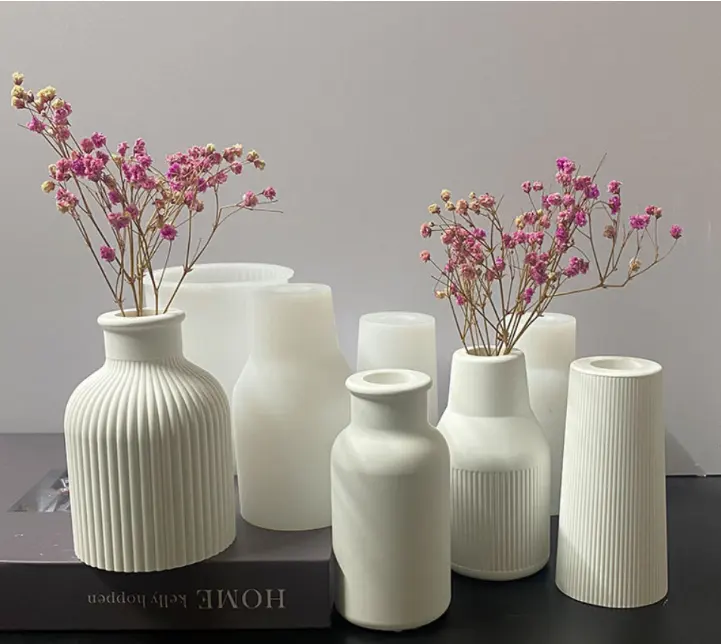 Modern Home Decor gypsum cement Vase silicone mold Living Room Decoration Accessories Vase Home Decoration Flower Vases Gifts