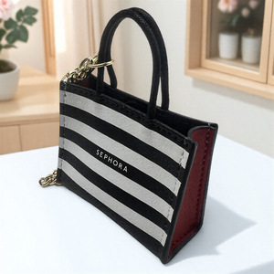 Leather striped <b>square</b> hanging bag, Bluetooth earphone case, small item storage bag, pendant, mini tote bag - Product Image 4