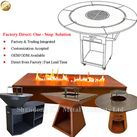Table de repas en acier Corten avec foyer - Bac à barbecue rustique pour patio, balcon, jardin et cour - Approvisionnement direct usine