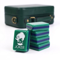 Jeu de Mahjong et de Poker Américain de Luxe en Acrylique Vert, 160 Tuiles, Kit pour 4 Joueurs, Résistant à l'Eau, Pliable, Portable, Cadeau de Voyage