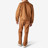 Veste de travail en toile de coton épaisse pour hommes, avec logo personnalisé, poches sur les manches, col rabattable, fermeture éclair, doublée, style utilitaire