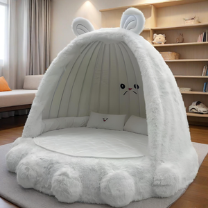 Cama Infantil Moderna de Madera con Diseño de Casa de Árbol de Monstruos y Animales de Dibujos Animados, Cama para Gatos, para Guardería, Escuela, Dormitorio, Linda Cama para Niña Pequeña - Product Image 3
