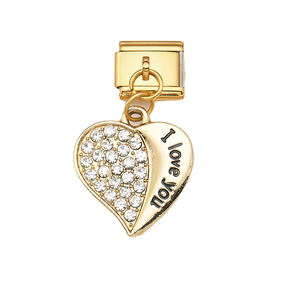 Module de pendentif en acier inoxydable italien, motifs Lune, Amour, Pieds, Étoile, Croix, Cocotier, <span class=keywords><strong>Smiley</strong></span>, Trèfle à quatre feuilles, Bijoux en gros - Product Image 4