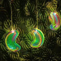 Guirlande solaire en forme de croissant de lune irisé, 10 LED, pour extérieur/intérieur, décoration de jardin, alimentée par énergie solaire, avec piquet de sol, pour les fêtes