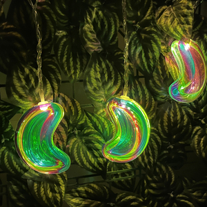 Guirnalda de Luces Solares con Forma de Luna Creciente Iridiscente, 10 LED, Decoración de Jardín para Exteriores, Luces Solares con Estaca para Jardín - Product Image 3