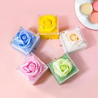Boîte à bijoux Macaron Rose, boîte à fleurs de savon, étui d'emballage d'accessoires, étui cadeau personnalisé avec tirette métallique, fabricant en gros