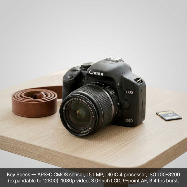 Original Canons EOS 500D Rebel T1i 18-55mm Lens - Refurbished Like New - 15.1MP 1080P Video Beginner DSLR Vlogging Camera Kit