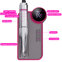 Polisseuse à ongles électrique professionnelle 35000 tr/min Portable batterie Rechargeable à faible bruit vitesse réglable écran LCD 6 têtes