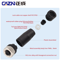 Conector industrial Rosca de tornillo en ángulo recto 2 3 pines Macho hembra M12 A Código Enchufe ensamblado de plástico
