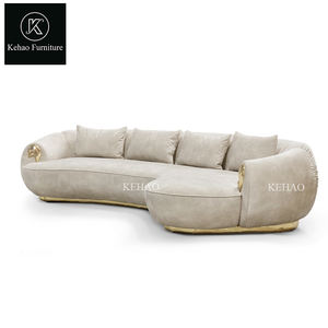 <span class=keywords><strong>Villa</strong></span> Sofá curvo de estilo moderno con luz de latón Juegos de muebles de sala de estar de lujo Sofás personalizados para Boca do <span class=keywords><strong>Lobo</strong></span> - Product Image 5