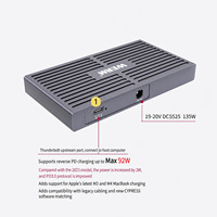 Hub Thunderbolt 4 Aluminium Tanpa Kipas 40Gbps USB-C Dock 200g Portabel 4 Port Thunderbolt Catu Daya 135W untuk Laptop