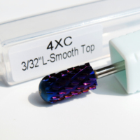 Foret à ongles en carbure violet 4XC 3XC, 3/32 po, à bout rond lisse et grand cylindre, pour manucure et pédicure - Vente chaude