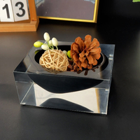 Bol à fruits en acrylique noir, plateau à fruits exquis, articles de décoration haut de gamme pour la maison, plateau en acrylique