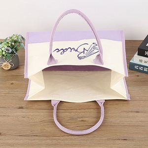 Custom Printing Logo Pink Purple Tick Tote Square Canvas Cotton Letter <b>Wedding</b> Bride <b>Gift</b> <b>Bag</b> for Travel - Product Image 3