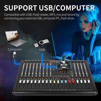 XTUGA MB1404FX Mixeur audio professionnel 14 canaux, contrôleur DJ numérique, 99 DSP pour USB, audio vidéo professionnel, éclairage