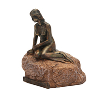 Offre Spéciale Polyresin Sirène Avec Dauphin Figurine Décoration Statue, belle Sirène Statue Océanique Mer Vie Décor
