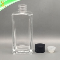 Grand bouteille de parfum en verre pour huiles, diffuseur rectangulaire vide, avec capuchon noir, 250ml, 1 pièce