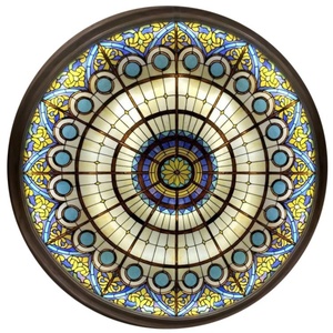 Vitraux ronds personnalisés en verre massif, technique Tiffany, pour éclairage et décoration murale et de plafond de salle de sport et de chambre. - Product Image 3
