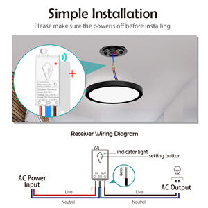 Interrupteur d'éclairage sans fil <span class=keywords><strong>WiFi</strong></span> compatible Tuya étanche 10A Smart Control 1-Gang Wall Mount 10A Relay RF433 Switch Kit - Product Image 4