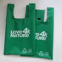 Bolsa plegable de poliéster para la compra, bolsas recicladas de nailon para mascotas, tela para camisetas, pliegues en bolsa pequeña