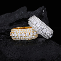 Bague Bande Diamant Couverte de Moissanite VVS Pavée en Argent Sterling 925, Style Hip Hop, Cadeau de Mariage et de Fiançailles pour Homme