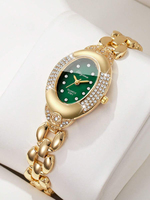 Montre à quartz classique ovale minimaliste à bracelet doré pour femme PRO16