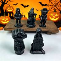 Figuras de Obsidiana al por Mayor para Halloween, Surtido de Brujas, Fantasmas, Calaveras, Calabazas y Búhos para Decoración y Regalos de Halloween