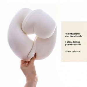 Jx1 2025 New Washable Velvet Cover Customizable Ergonomic Support Inflatable U-Shaped <b>Neck</b> Travel <b>Pillow</b> for Airplane/Office - Product Image 4