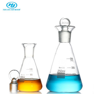 HAIJU Phòng Thí Nghiệm Thủy Tinh Boro 3.3 Thủy Tinh 25Ml ~ 1000Ml Wide Spout Hình Nón Iodin Flask Với Mặt Đất Tiêu Chuẩn Stopper - Product Image 2