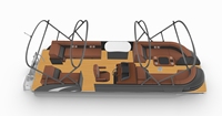 Bateau ponton de luxe de 25 pieds en fibre de verre et aluminium soudé, certifié CE, pour la navigation, la croisière, la pêche en rivière et les loisirs