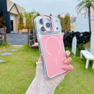 เคสโทรศัพท์แม่เหล็กคุณภาพสูง ใส สำหรับ iPhone 17 16 15 14 Pro Max พร้อมกรอบกล้องแบบตั้งได้ ลาย IMD ฝาหลังแบบดั้งเดิม - Product Image 4