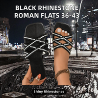 Sandales plates pour femmes, style romain, à bout ouvert, grandes tailles 36-43, chaussures de plage décontractées