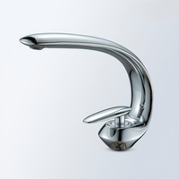 Robinet de lavabo de salle de bain en laiton noir au design personnalisé et créatif, mitigeur multifonctionnel à trou unique, à poser sur le comptoir, courbe cygne