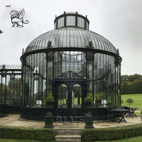 Serre en verre à dôme victorien antique de grande taille BLVE, en fer forgé, avec structure métallique, pour la décoration des jardins de villas