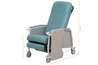 Fauteuil inclinable médical mobile à trois positions pour prélèvement sanguin avec repose-pieds pour patient