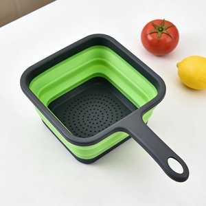 Cesta de drenaje cuadrada plegable de silicona, colador de cocina con almacenamiento, colador de silicona plegable, ¡la más vendida! - Product Image 4