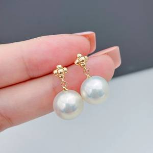 22390 Argent S925 Accessoires de perles DIY Boucles d'oreilles simples avec perles rondes de 9-13 mm Plateau vide pour boucles d'oreilles pour créer vos propres bijoux - Product Image 1