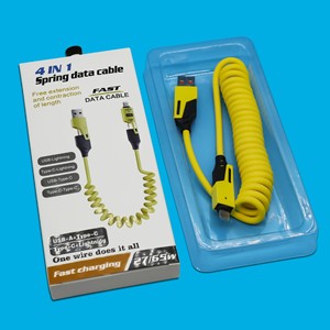 <span class=keywords><strong>Cable</strong></span> de cargador rápido telescópico <span class=keywords><strong>Android</strong></span> 4 en 1 de 65W, <span class=keywords><strong>Cable</strong></span> de datos corto de resorte USB tipo C con chaqueta TPE, teléfono móvil de 25W para <span class=keywords><strong>iPhone</strong></span> - Product Image 5