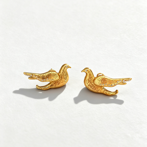 Pendientes de Botón Elegantes con Forma de Paloma de la Paz con Incrustaciones de Diamantes de Schiaparelli para Mujer, Chapados en Oro de 18k, Joyería de Latón que No Destiñe, Regalo - Product Image 5