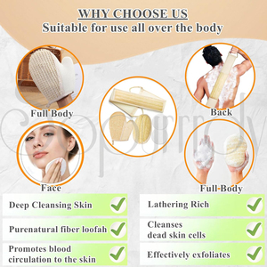 Esponja de Baño con Logotipo Personalizado, Esponja Exfoliante Orgánica, Guante de Lufa Largo, Cepillo de Baño, Esponja Exfoliante Corporal para Ducha - Product Image 3