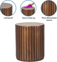 Table basse moderne mobile en MgO avec motif cercle emboîté en relief, capacité de charge élevée, tabouret de patio résistant aux intempéries, intérieur/extérieur