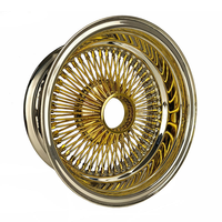 Jante de voiture chromée style Lowrider classique personnalisée, à rayons croisés dorés, 100 72 150, 13 20 22 24 26 pouces, 13x7 14x7 22x8 17x9